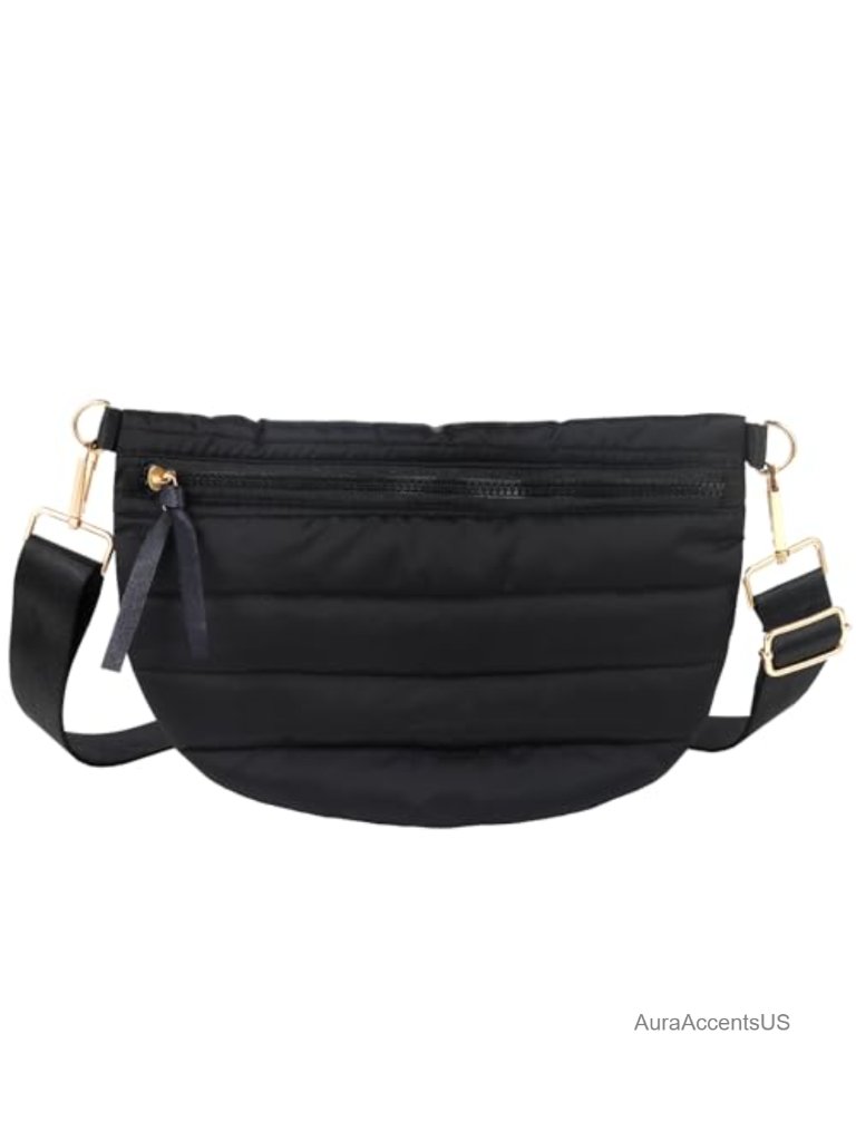 Quilted Puffer Fanny Pack Crossbody Sling Bag Puffy Chest Belt Bag